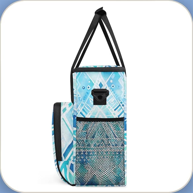 Ethnic Geometry Coffee Maker Carrying Bag Polynesian Pattern Travel Storage Bag Compatible with K-Mini or K-Mini Plus Single Serve Coffee Brewer Carrying Case with Multiple Pockets &amp Shoulder St