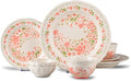8 Piece Dinnerware Sets for 2 Scratch Resistantmicrowave oven and Dishwasher Safe Plates and Bowls Sets Ceramic Dish Set Bowl and Plate Set -Pink peach blossom pattern