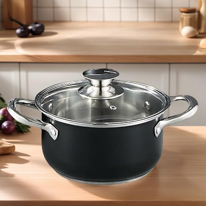 8Pcs Stainless Steel Cookware Set with Glass Lid Universal Cooking Pot Combination Anti-Scratch Soup Pot Set for Soup Cooking Stove