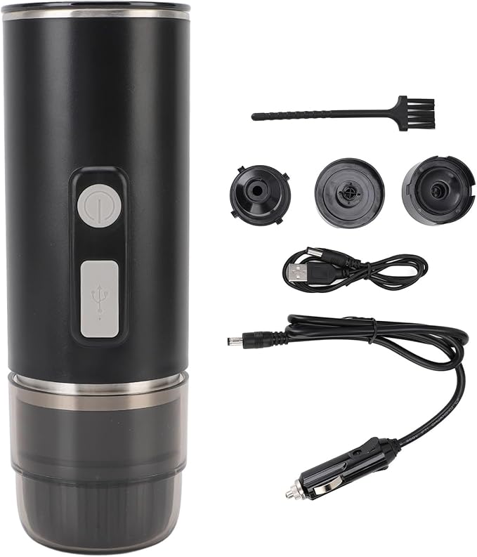 Fabater Portable Espresso Maker Rechargeable 800mAh Battery Electric Coffee Machine for Ground Coffee Capsules Car Charger Included with Travel Camping Office Home Use