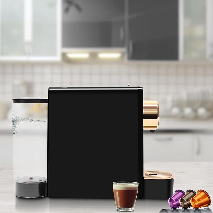 Espresso Machine for Nespresso Compatible Capsule Single Serve Coffee Maker Programmable for Espresso Pods Premium Italian 20 Bar High Pressure Pump Mini Coffee and Espresso Machine Black