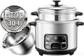 Rice Cookers Small (2-5L) 304 Stainless Steel Cook/Warm Functions Mini Portable Rice Cooker Stainless Steel Inner Pot with Steamer(3L)