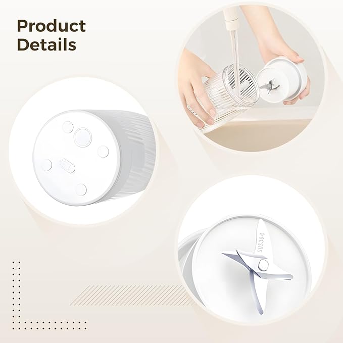 Student-Friendly Juice Blender 16.9 Fl Oz / 500 Ml Portable Maker Rechargeable 1200 Mah Battery Easy to Use and Clean Smoothies Any Time