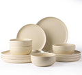 AmorArc Ceramic Dinnerware Sets Wavy Rim Stoneware Plates and Bowls SetsDishwasher &amp Microwave &amp Oven Safe Dishes set Service for 4 (12pc)