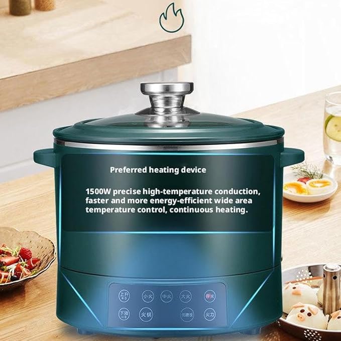 3 L Lifting Sugar Removal Rice CookerMultifunction 5 Speed Adjustable Hot Pot Non-Stick Pan&amp Rice Soup Separate ElectricWith Steamer BasketRapid Heating For Family Use (Green)