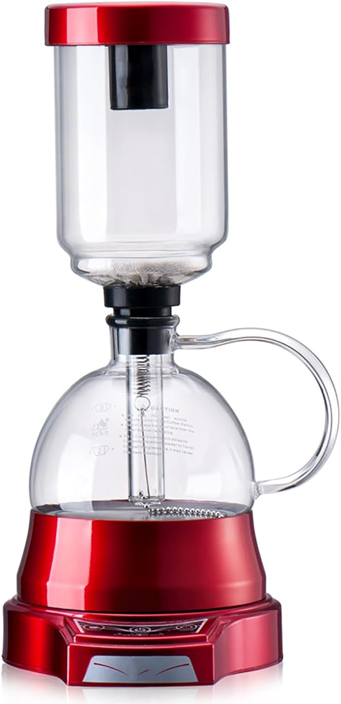 1-3 Cups Vacuum Glass Siphon Pot Tabletop Siphon Coffee Maker with Stainless Steel Heating Chassis Power 200-500W Adjustable and Automatic Timing Brewing for Coffee Shop Coffee Lover