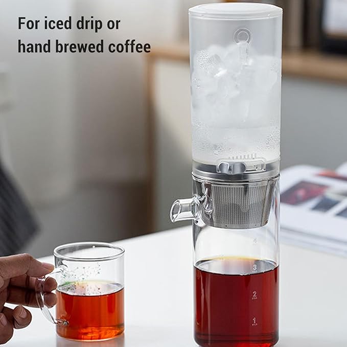 TOPINCN Ice Drip Coffee Maker Adjustable Speed Portable Ice Dripper Cold Brew Coffee Maker 400ml Borosilicate Glass Pitcher Iced Coffee Brewer Maker Cold Brew Dripper for Home Office