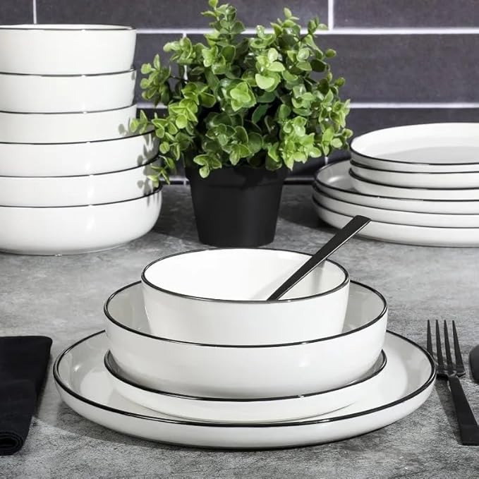 16 Piece Porcelain Dinnerware Set Service for 4 Dishes and Plates Sets Dinner