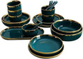Dinner Sets Green Ceramic Plate Steak Food Plates Bowls Dinner Dish Porcelain Dinnerware Set For Family HotelSpoon 1pcs