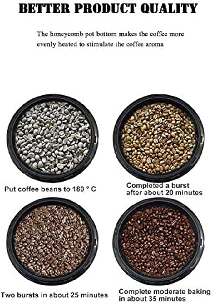 Home Coffee Beans Roasting Machine Coffee Roaster Household Baking Machine Grain Drying Machine 0-240°C Adjustable Suitable for Peanut Nut Bean 1200W