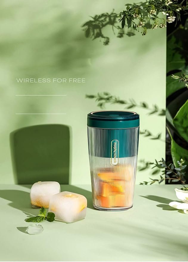 Portable Blender Mini Blender Smoothie Maker with USB Rechargeable Electric Blender Professional Commercial for Vegetables and Fruit Smoothie Maker Blender Food Processor 2400Mah 300MlGreen