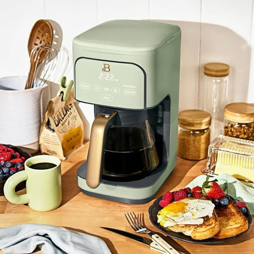 12 Cup Programmable Coffee Maker 24 Hour Auto Brew Touch Display Bold Strength Control Glass Carafe Reusable Filter Auto Shut Off (Sage Green)