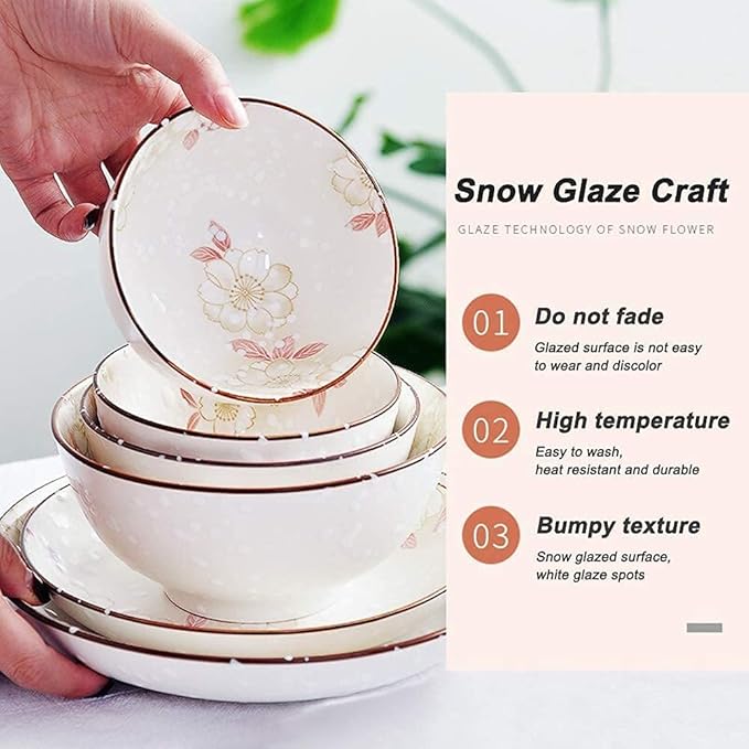 Elegant Dinnerware Set Dinner Plates Bowls Set Glaze Porcelain Dinnerware Sets26 Pcs