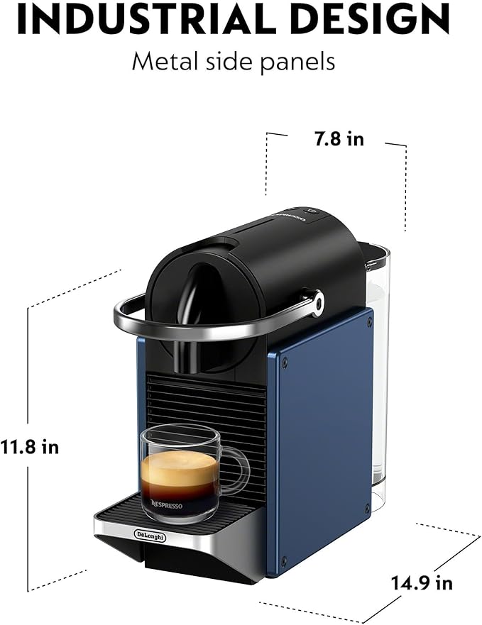 Nespresso Pixie Espresso Machine by De'Longhi Navy Blue + Starbucks Capsules Original Line