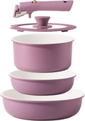 CAROTE 5pcs Pots and Pans Set Non stickCookware Set Detachable Handlekitchen essentialsRV kitchen pot and panInduction CookwareOven SafePFOA PFOS FREEPurple