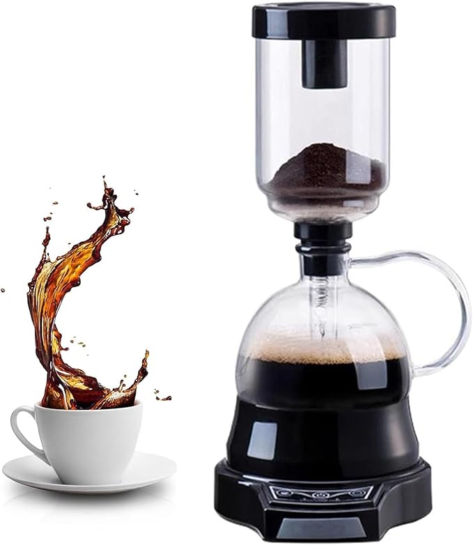 Electric Siphon Coffee Maker Coffee Maker Brewer With Auto Timer &amp 400ml Glass Pot 60s Extraction &amp 2 Power Adjustable Removable Design Vacuum Coffee Machine For Coffee Lover Coffee