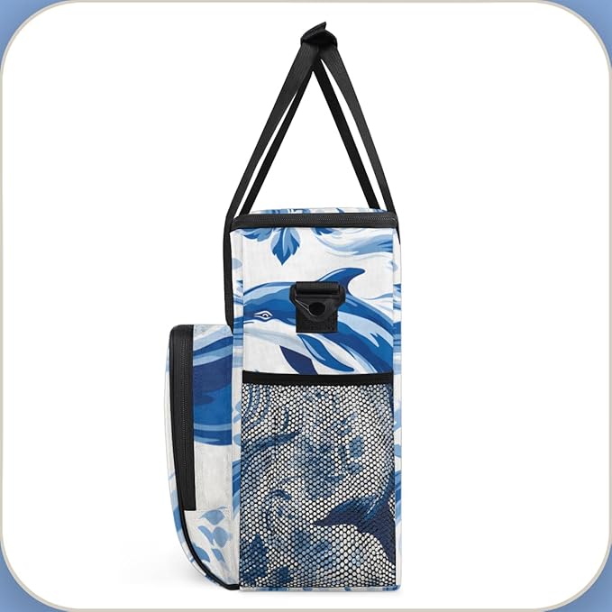 Blue Dolphin Coffee Maker Carrying Bag Flowers Portable Travel Storage Tote Bag Compatible with K-Mini or K-Mini Plus Single Serve Coffee Brewer Carrying Case with Multiple Pockets &amp Shoulder St