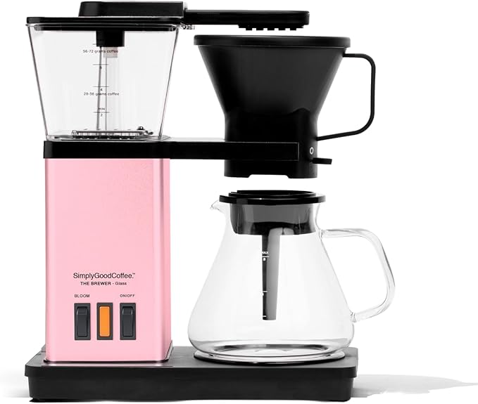 SimplyGoodCoffee Coffee Maker/Coffee Machine. 8 Cup Automatic Drip Pour Over Coffee Brewer With Vinyl Wrap Custom Kit. Easy To Use Gold Cup Standard. Romance Powder Pink
