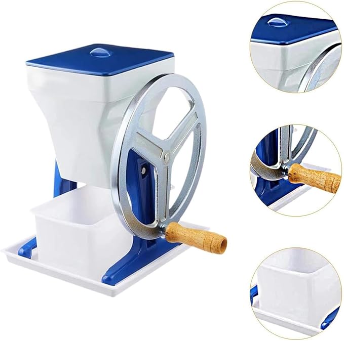Commercial Manual ice Crusher Portable Rotary ice Crusher with Stainless Steel Blades Hand-cranked ice Machinefor Home Restaurant and Party use