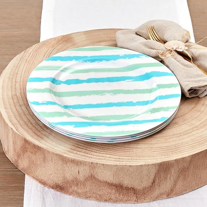 The Lakeside Collection Coastal Melamine Dinnerware - Set of 4 Dinner Plates
