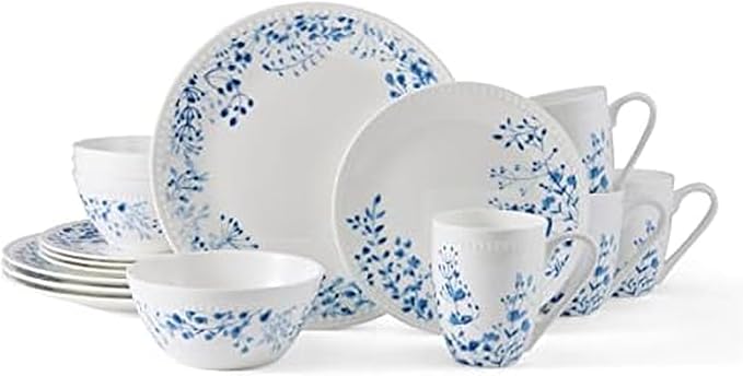 Mikasa Taryn Bone China Lightweight Chip Resistant 16 Piece Dinnerware Set Service For 4