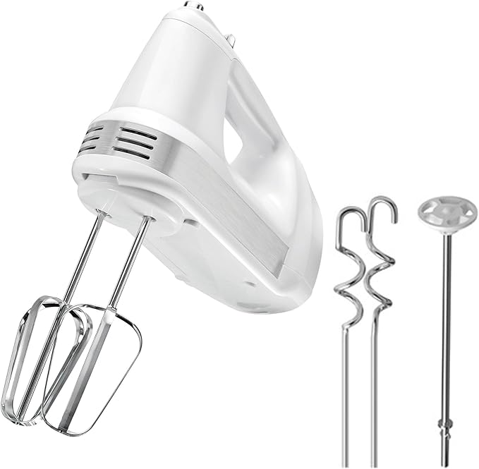 Kenmore Electric Hand Mixer – 5 Speed Handheld Blender Electric Egg Beater with Whisk Beater Dough Hooks Storage Case Turbo Boost for Cake Mix Batidora de Mano Eléctrica