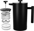 French Press Coffee MakerStainless Steel Double Wall Insulated Coffee Press 34 oz4-8 Cups Portable Hot Cold Brew Teapot Cafetera for Coffee Bar Accessories Kitchen Camping (Black34oz)