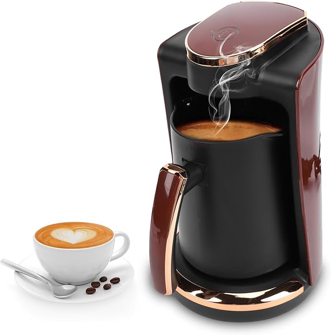 ASHATA Turkish Coffee Pot Turkish Electric Coffee Maker Machine Pot 550W 250ML Tea Warmer with Cup and Spoon for Home Hot Beverage Brewing