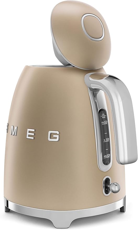 SMEG 50's Retro Style 7 Cup Electric Water Kettle with Automatic Shutoff Removable Base and Water Indicator KLF03CHMUS Matte Campagne