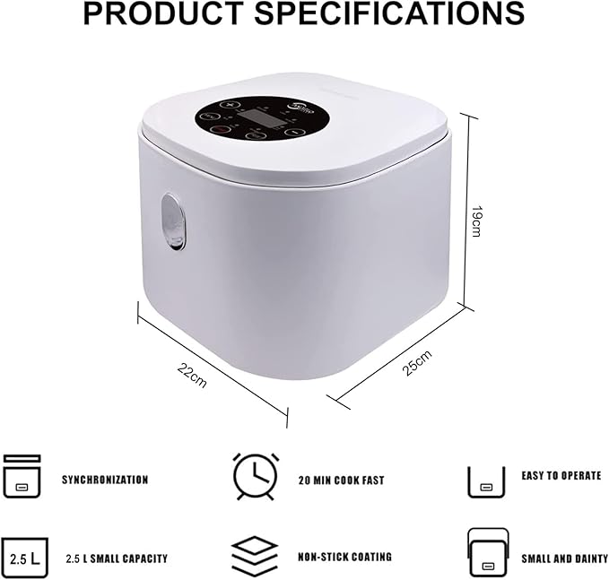 2 Liters Rice Cooker Stainless Steel Liner Supports Preset and Keep Warming Rice Cooker and Steamer-Warm Function to Make Rice Soup Baby Porridge Cake Multigrains Porridge