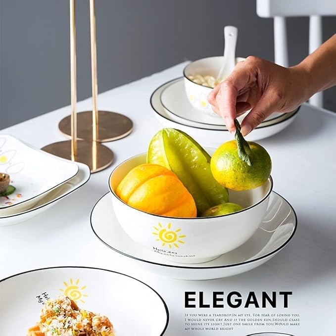 Dinnerware Set Dinner Party Tableware Service Set 36PCS Ceramic Dinnerware Set Bone China Tableware Dishes Plates Ceramic Combination Dinner Service Set Porcelaine Servic