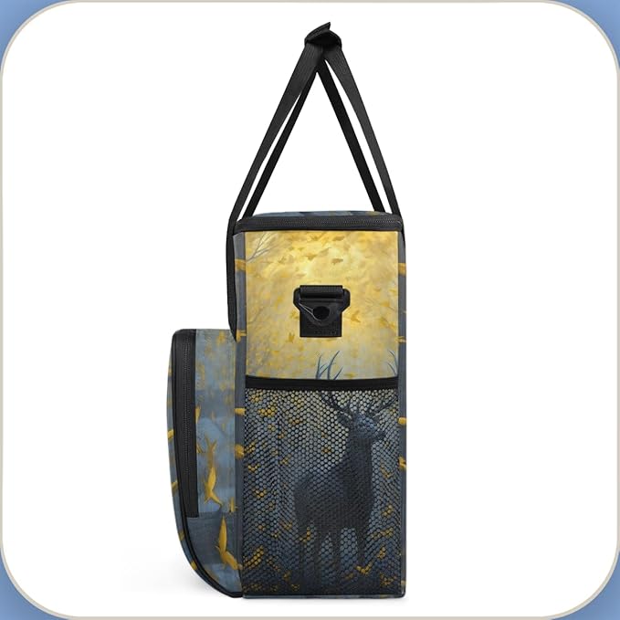 Forest Elk Coffee Maker Carrying Bag Retro Elk Portable Travel Storage Tote Bag Compatible with K-Mini or K-Mini Plus Single Serve Coffee Brewer Carrying Case with Multiple Pockets &amp Shoulder St