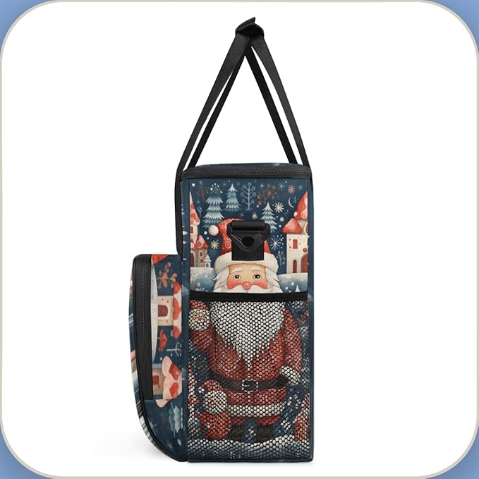 Xmas Santa Claus Coffee Maker Carrying Bag Retro Santa Claus Travel Storage Bag Compatible with K-Mini or K-Mini Plus Single Serve Coffee Brewer Carrying Case with Multiple Pockets &amp Shoulder St