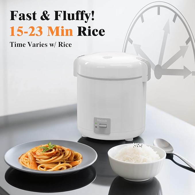 Rice Cooker Small 1-1.5 Cups Uncooked(3 Cups Cooked) Mini Rice Cooker with Removable Nonstick Pot One Touch&ampKeep Warm Function Travel Rice Cooker for Soup Grain Oatmeal Veggie White