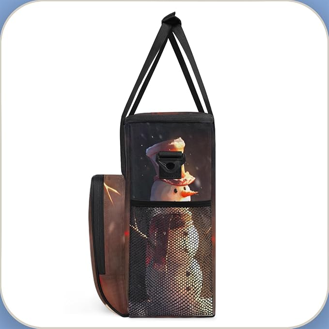 Christmas Snowman Coffee Maker Carrying Bag Glitter Snowman Travel Storage Bag Compatible with K-Mini or K-Mini Plus Single Serve Coffee Brewer Carrying Case with Multiple Pockets &amp Shoulder Str