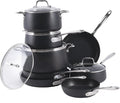 All-Clad HA1 Hard Anodized Nonstick Cookware Set 13 Piece Induction Oven Broiler Safe 500F Lid Safe 350F Pots and Pans Black