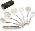 Premium White Silicone Cooking Utensils Set-Non-Toxic Heat Resistant BPA Free Kitchen Utensils Set with Spatula Spoon Whisk &amp Tongs-Non-Stick&amp Dishwasher Safe for Nonstick Cookware