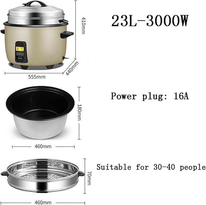 Rice Cooker Large Capacity (8L-23L) with Steamer Canteen Commercial Hotel Home Old-fashioned Large Rice Cooker 8-60 PeopleUS/EU Used(23L)