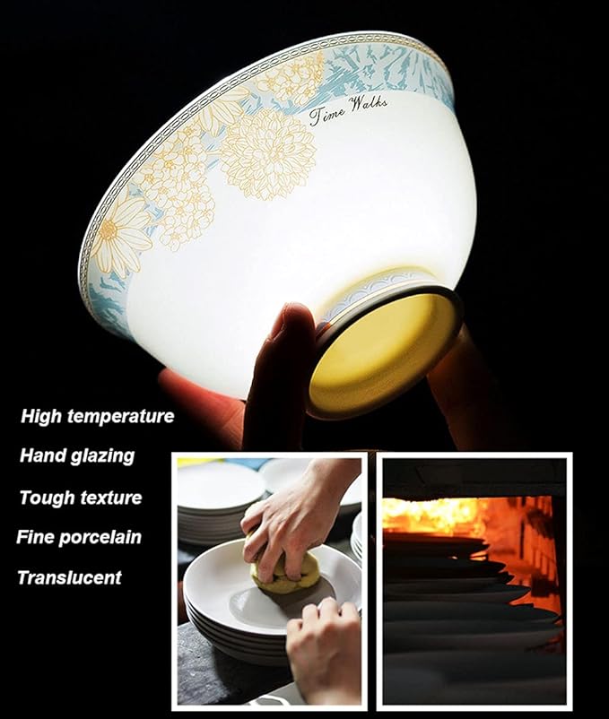 Bone China Dining Dishes Set 60 Pcs Dinnerware Set Home New Chinese Dinner Plate Light Luxury Modern Tableware Set Hand Glazing and Tough Texture