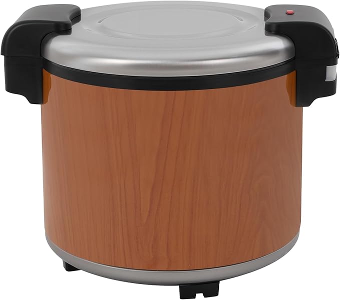 Stainless Steel 50-Cup Rice Warmer with Non-Stick Pot 6 Gallon Commercial Rice Cookers Electric Food Warmer for Hours Ideal for Restaurants Catering Parties Brown (40-50 People)
