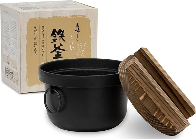 Ikenaga Iron Works Delicious Rice Iron Pot Black 2 Pieces