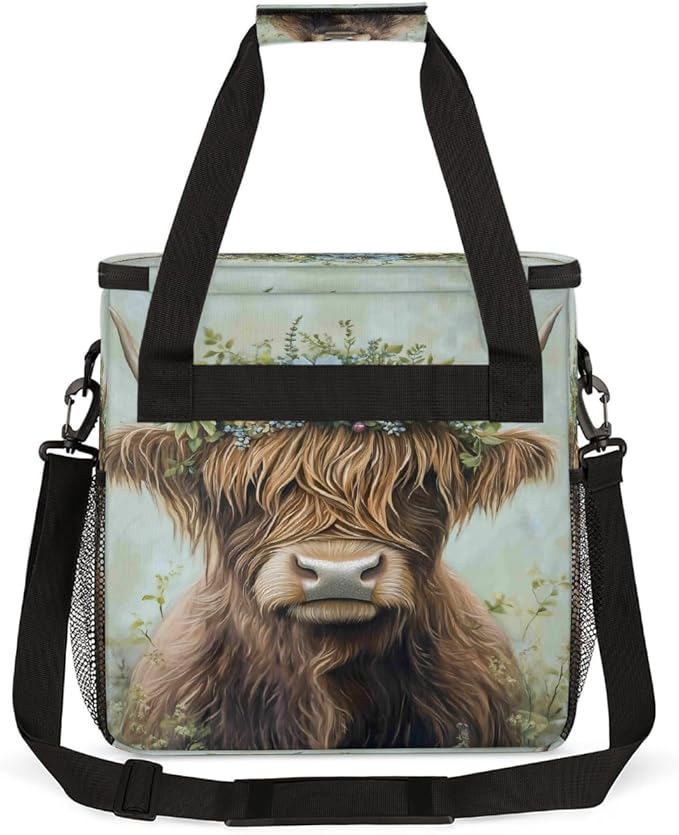Alpine Cow Flower Coffee Maker Carring Bag Travel Carrying Storage Tote Bag Compatible with Keurig K-Mini or K-Mini Plus Portable Single Serve Coffee Brewer Case with Pockets for K-cup Pods