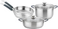 BRA COOKWARE Master 6 Piece Cookware Set | Stainless Steel Professional Kitchenware Set | 1 Stock Pot 1 Sauté Pan 2 Frying Pans 2 Lids | All Stovetop Compatible | PFAS Free | w/o Non-Stick