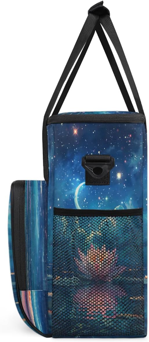 Moon Flower Stars Coffee Maker Carring Bag Travel Carrying Storage Tote Bag Compatible with Keurig K-Mini or K-Mini Plus Portable Single Serve Coffee Brewer Case with Pockets for K-cup Pods