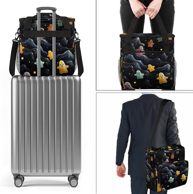 Halloween Ghosts Coffee Maker Carrying Bag Cute Ghosts Travel Storage Bag Compatible with K-Mini or K-Mini Plus Single Serve Coffee Brewer Carrying Case with Multiple Pockets &amp Shoulder Strap
