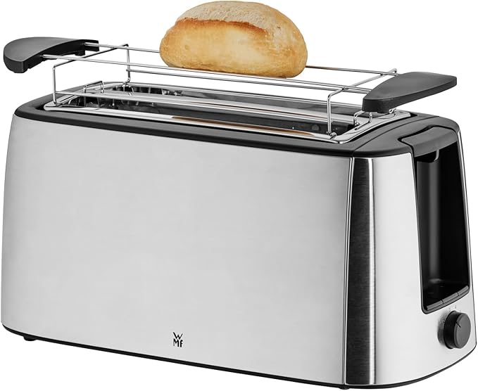 WMF Bueno Pro Toaster Langschlitz mit Brötchenaufsatz 4 Scheiben XXL Toast Aufknusper-Funktion 6 Bräunungsstufen 1550W Toaster edelstahl matt