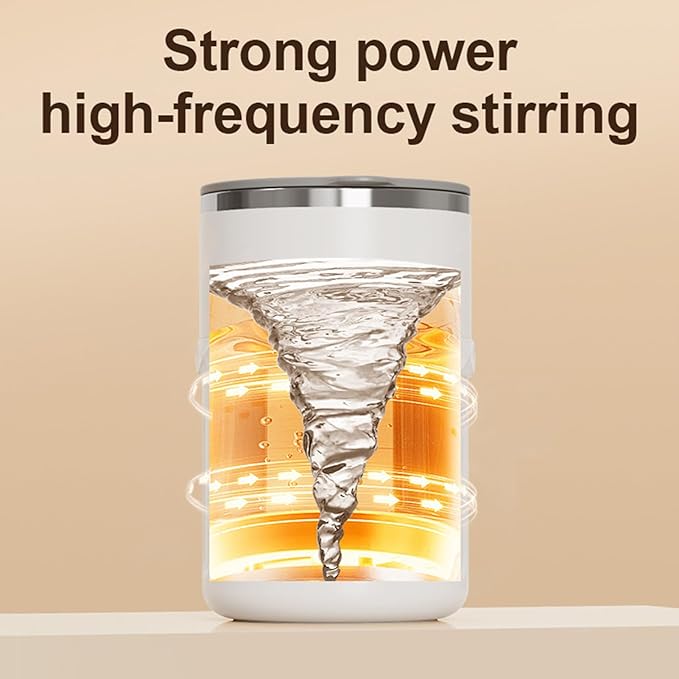 Self Stirring Coffee Mug - Rechargeable Tumbler with Lid - Stirring Cup with Temperature Display | for Blending Beverage Chocolate Cafe Home Kitchen Camping