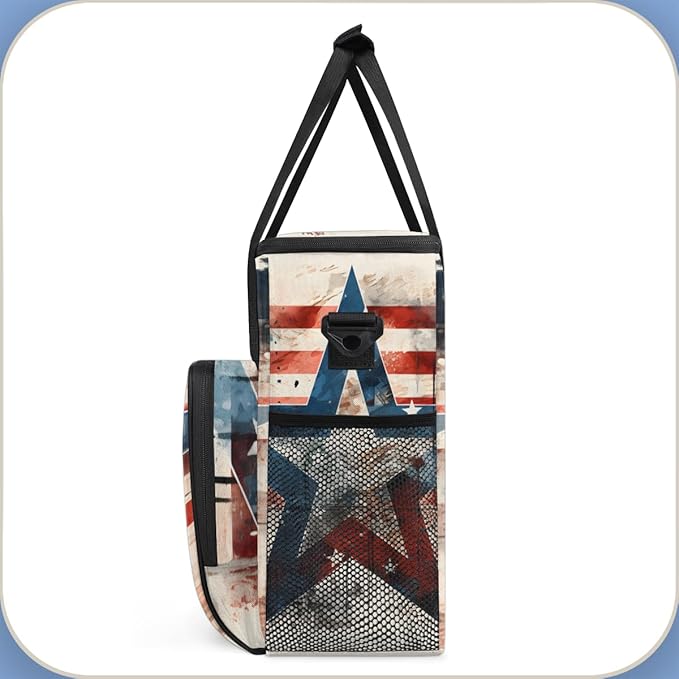 Star-burst 4th of July Coffee Maker Carrying Bag Travel Storage Bag Compatible with K-Mini or K-Mini Plus Single Serve Coffee Brewer Carrying Case with Multiple Pockets &amp Shoulder Strap
