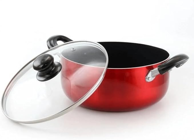 Nonstick Cookware Set 7 Pieces Healthy Pots and Pans Set Kitchen Cookware Set Non-toxic Healthy Non Stick Kitchen Cooking Set with Frying Pans Set Red