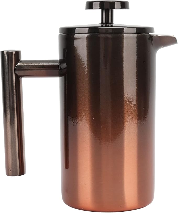 French Press Coffee Maker Double Walled Stainless Steel French Press Coffee Pot Gradient Color Design Metal Insulation Coffee Press for Home Outdoor Camping Travel(350ml)